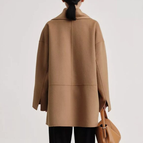 Toteme Double Breasted Wool Peacoat 32 in Camel - Picture 2 of 9